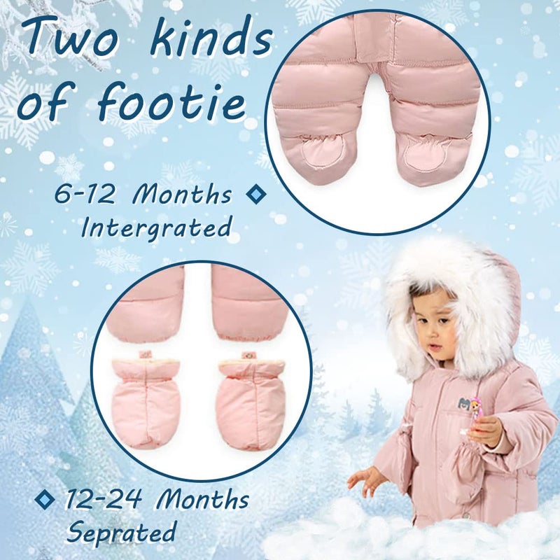 XIFAMNIY Baby Winter Snowsuit Coat Romper Outwear Hooded Footie Toddlerâ€¦ - Image 2
